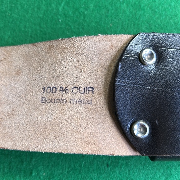 GILLES HERVE BLACK  SILVER BUCKLE  WIDE LEATHER BELT MADE IN  FRANCE SZ 80- 32 - Picture 8 of 15